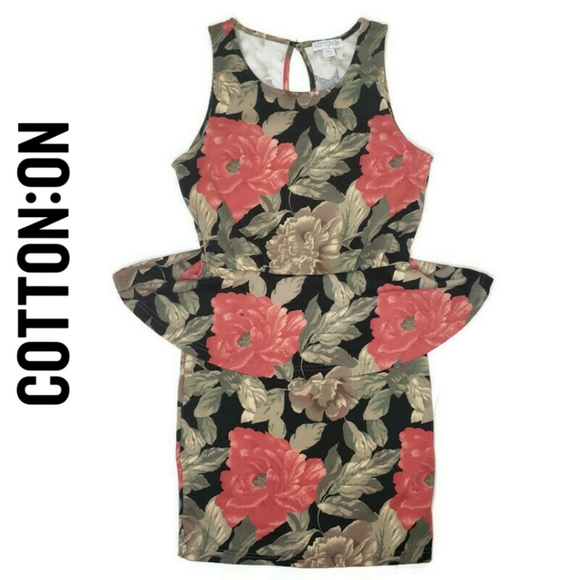 Cotton On Dresses & Skirts - Cotton on floral peplum sleeveless dress small